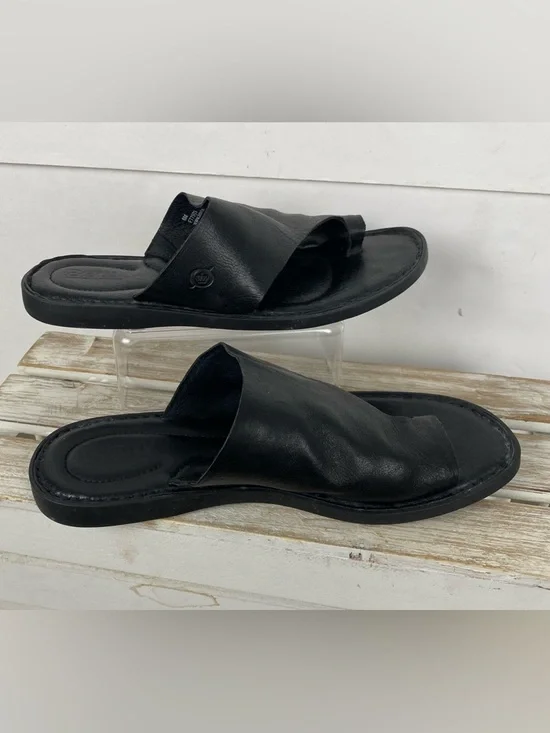 Born leather slide sandals minimalist toe-loop design women’s Size 8M - Picture 3 of 10